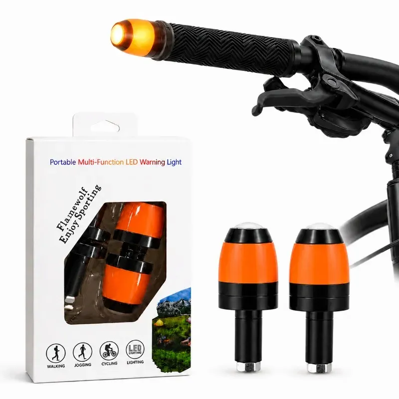 2 pièces - Clignotants LED intelligents pour guidon de vélo, étanches, pour VTT, lampe d'avertissement pour extrémité de guidon, rechargeables par USB, pour la nuit - Image 1