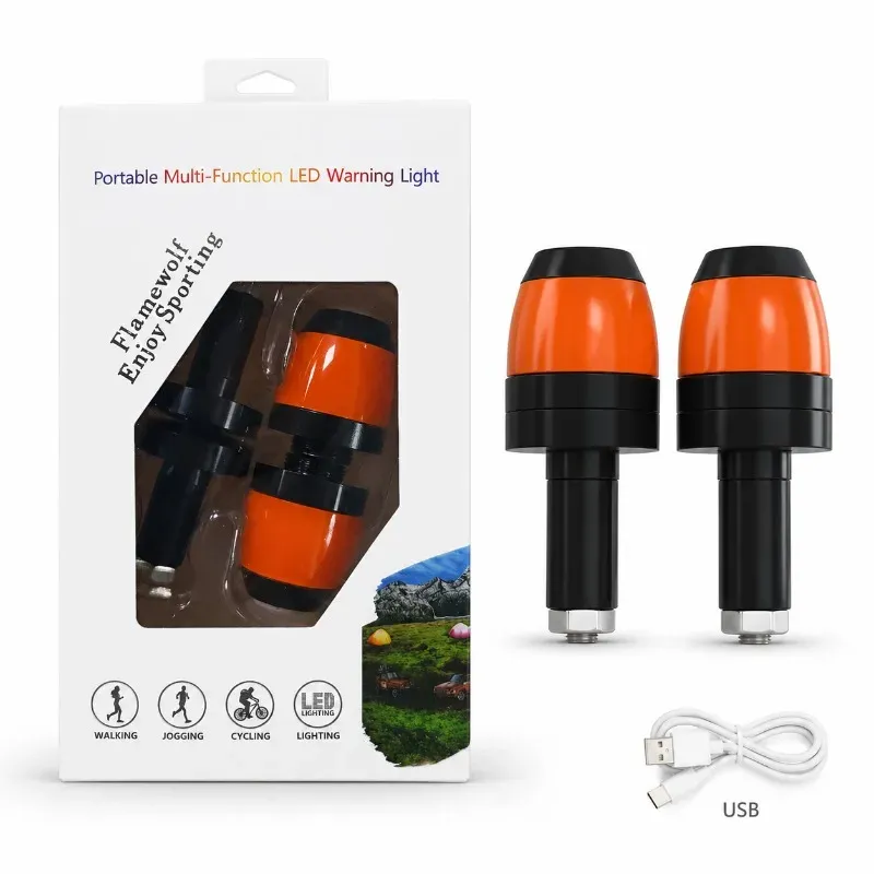 2 pièces - Clignotants LED intelligents pour guidon de vélo, étanches, pour VTT, lampe d'avertissement pour extrémité de guidon, rechargeables par USB, pour la nuit 7