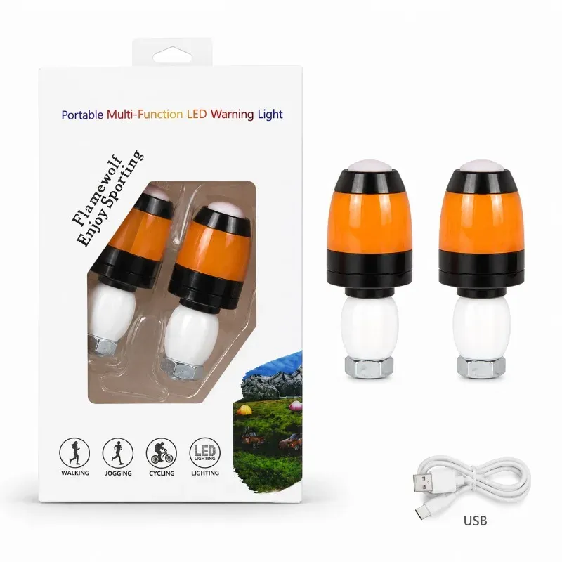 2 pièces - Clignotants LED intelligents pour guidon de vélo, étanches, pour VTT, lampe d'avertissement pour extrémité de guidon, rechargeables par USB, pour la nuit 9