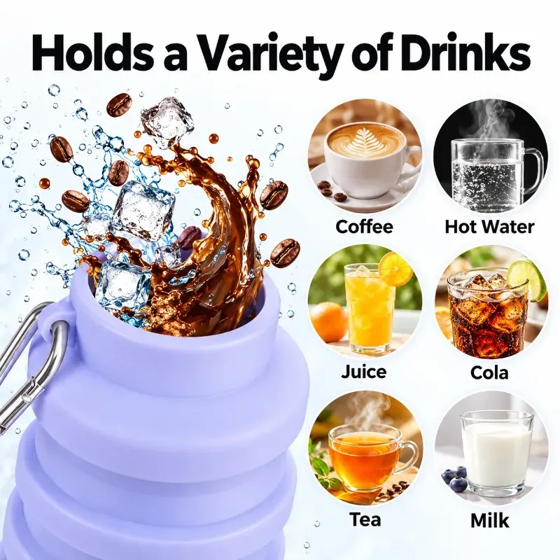 Bouteille d'eau pliable en silicone, gourde de café rétractable, tasse de voyage en plein air, gourdes de sport pliables 2