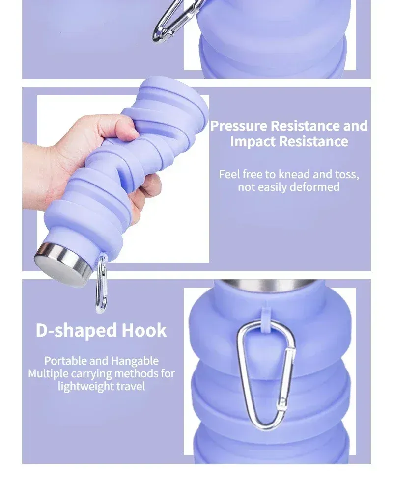 Gourde pliable en silicone, usage en extérieur