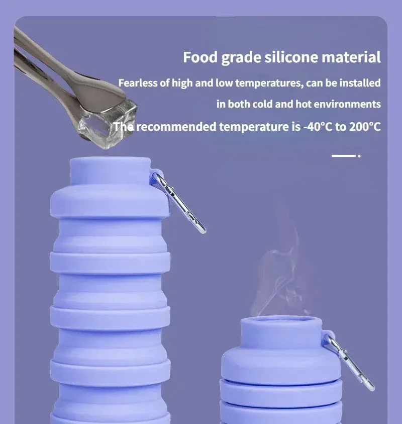 Gourde pliable en silicone, vue rapprochée