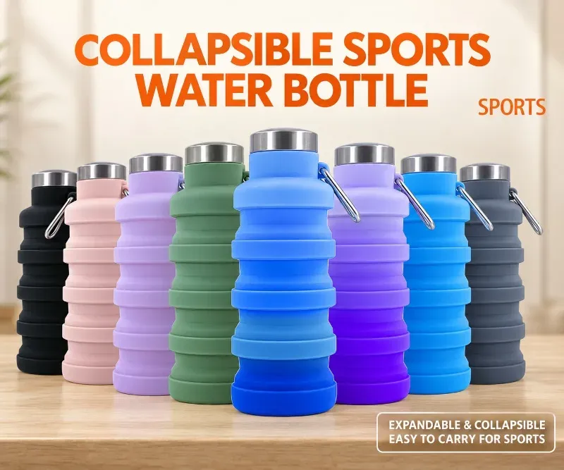 Vue d'ensemble de la gourde pliable en silicone