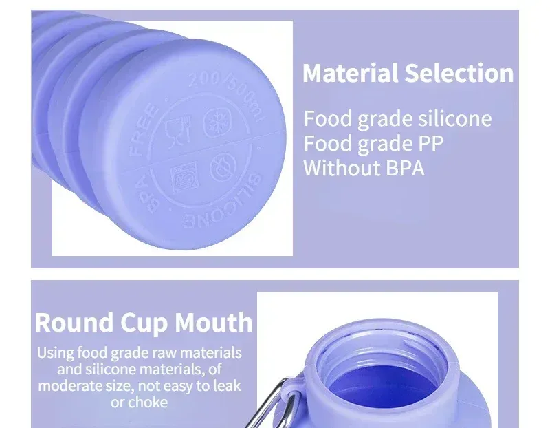 Gourde pliable en silicone, mise en situation