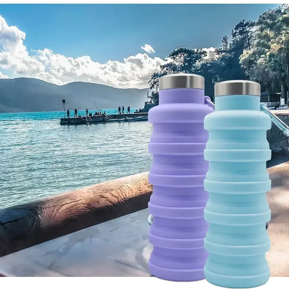 Gourde pliable en silicone, compacité en situation