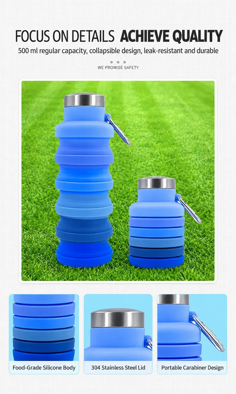 Gourde pliable en silicone en situation d'utilisation