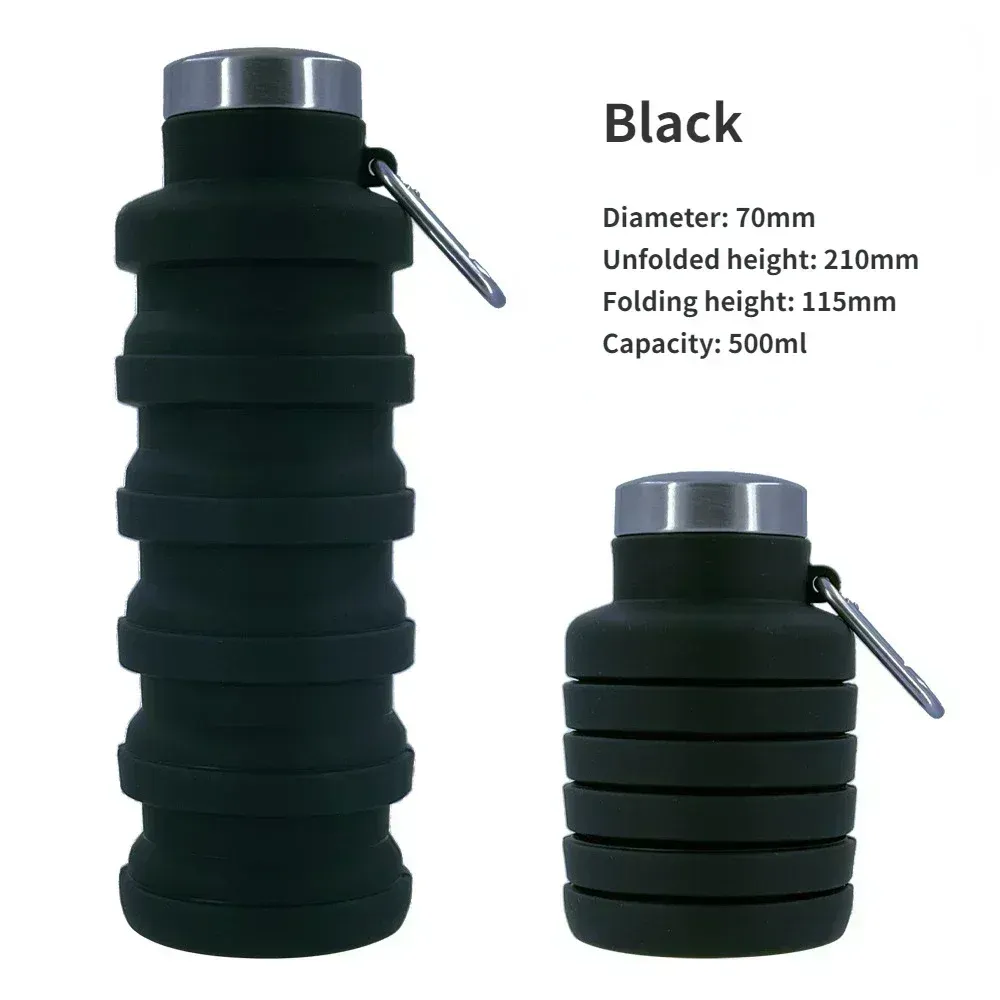Bouteille d'eau pliable en silicone, gourde de café rétractable, tasse de voyage en plein air, gourdes de sport pliables 9