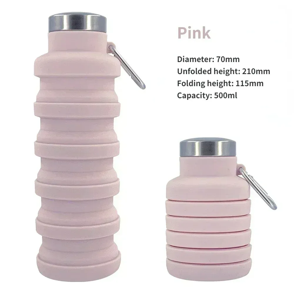 Bouteille d'eau pliable en silicone, gourde de café rétractable, tasse de voyage en plein air, gourdes de sport pliables 7
