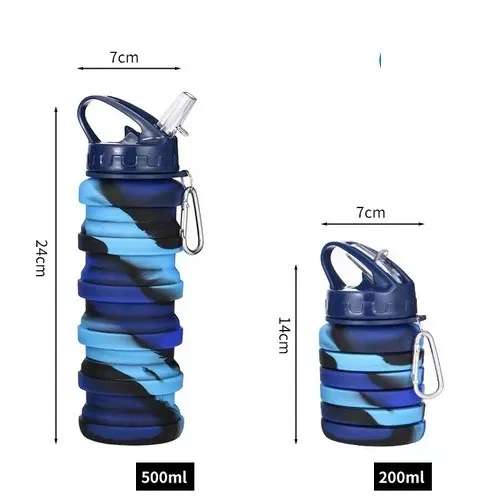 Bouteille d'eau pliable en silicone, gourde de café rétractable, tasse de voyage en plein air, gourdes de sport pliables 14
