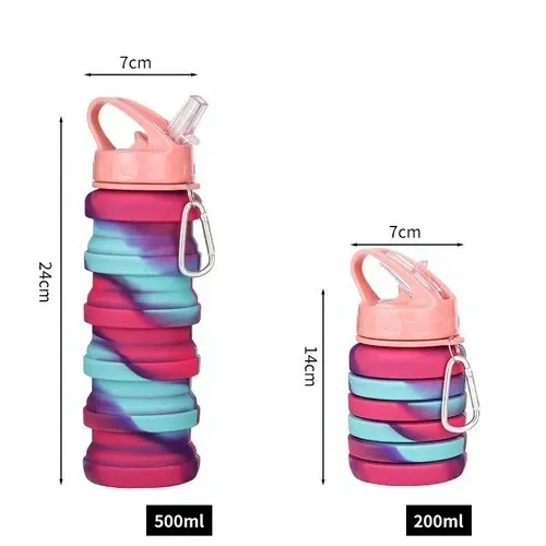 Bouteille d'eau pliable en silicone, gourde de café rétractable, tasse de voyage en plein air, gourdes de sport pliables 12