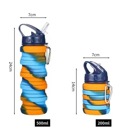 Bouteille d'eau pliable en silicone, gourde de café rétractable, tasse de voyage en plein air, gourdes de sport pliables 11