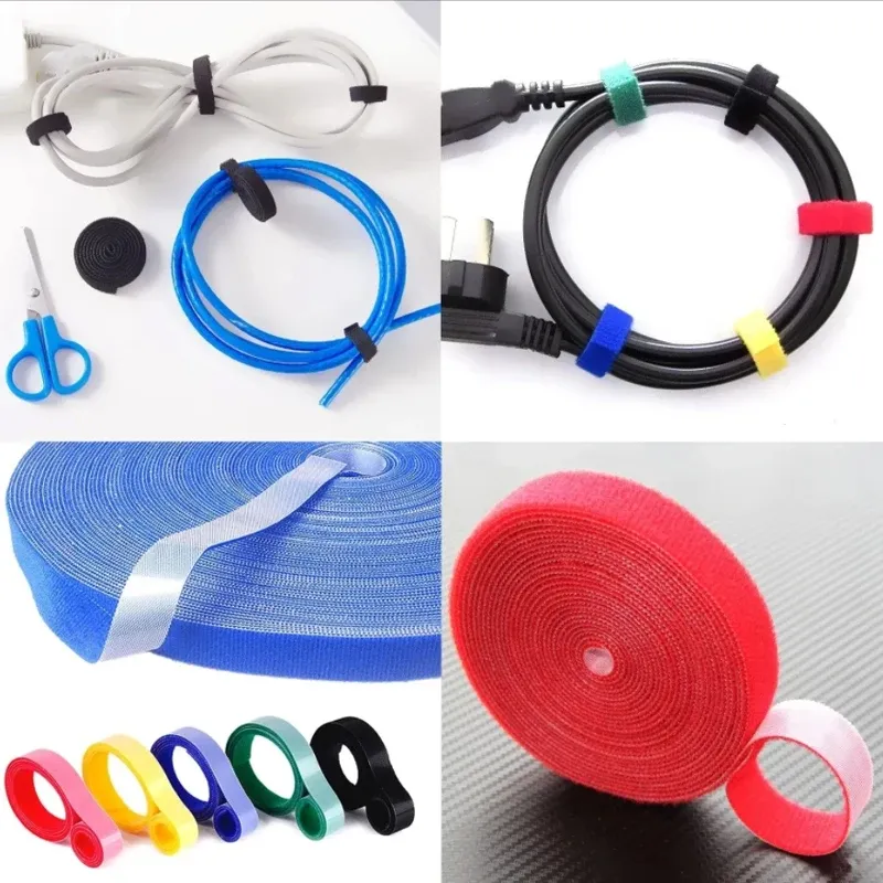 Organisateur de câbles à crochets et boucles, 5 m, pour câbles USB, écouteurs et souris 6