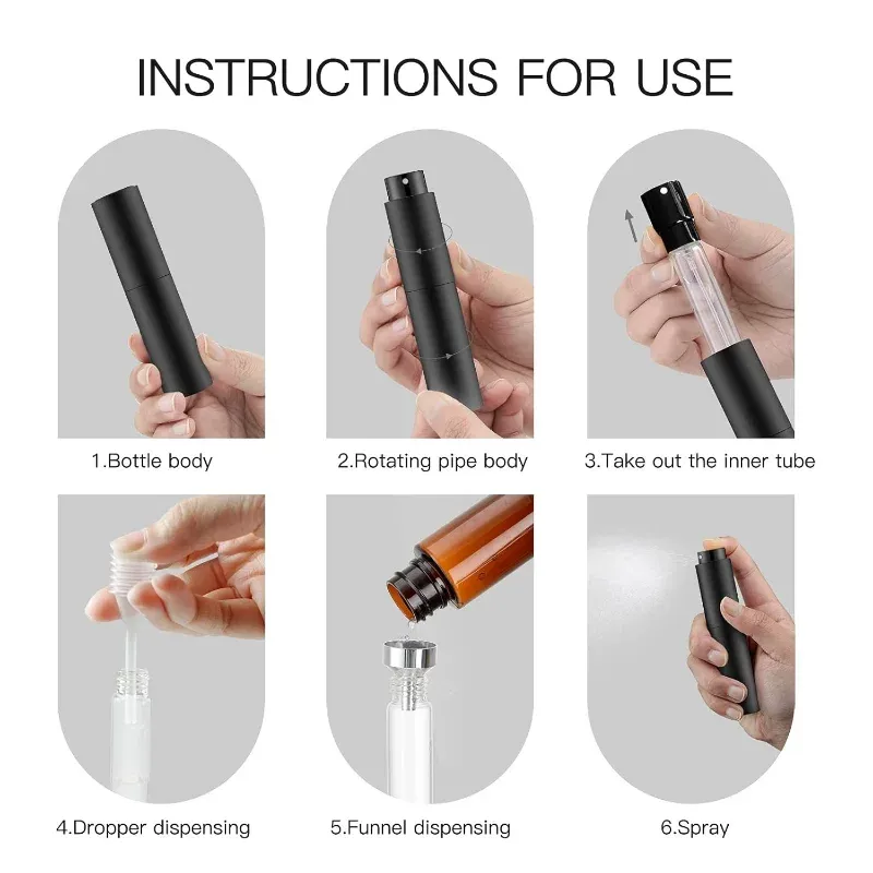 Flacon vaporisateur rechargeable de voyage en aluminium, 10 ml 4
