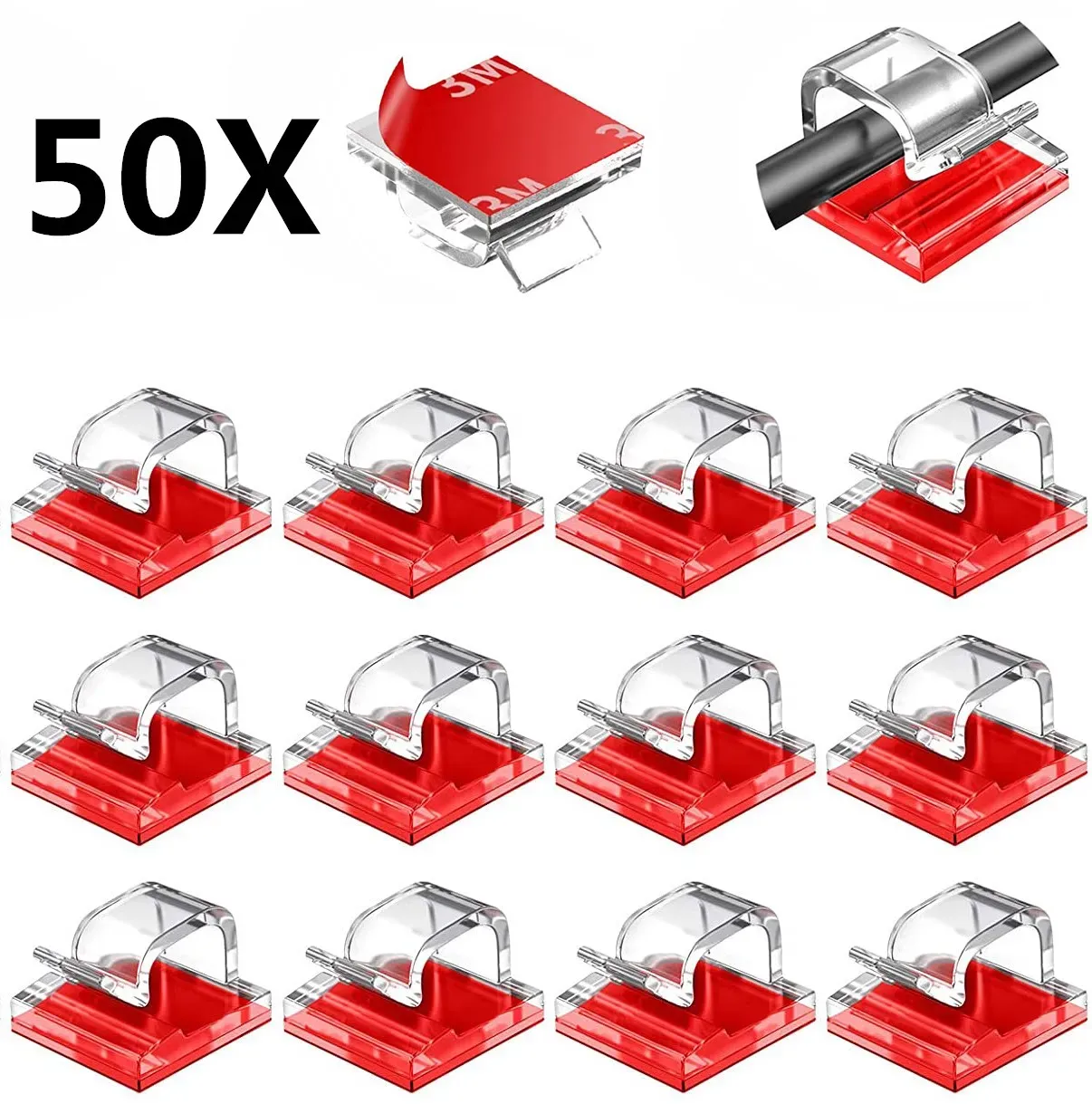 Pinces adhésives pour câbles noires, lot de 20 à 50 pièces - Image 1