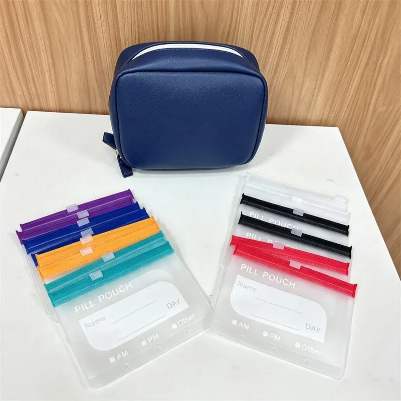 Pochette étanche A8 pour pilules, organiseur hebdomadaire 7/14 compartiments zippés, style sac à main 8