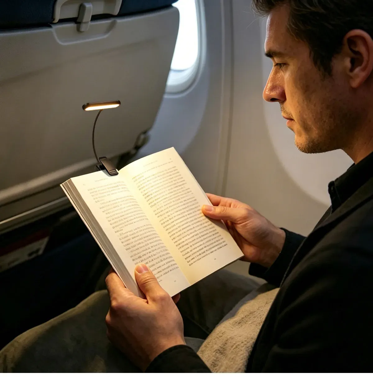 Lampe de lecture en situation de lecture nocturne
