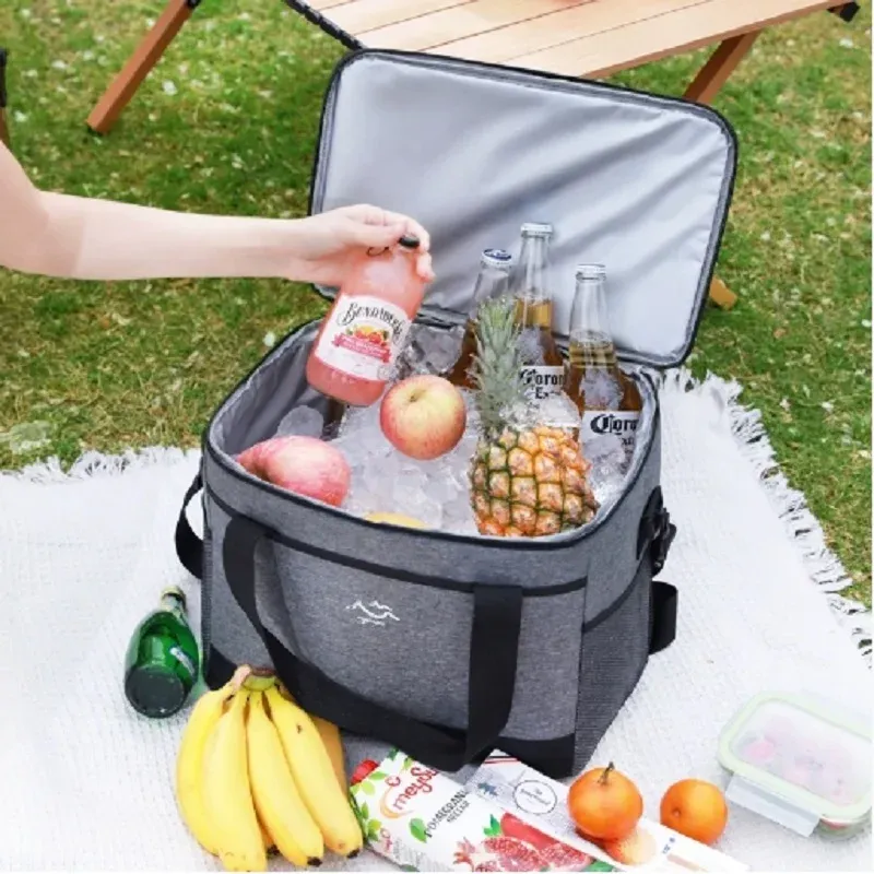 Sac isotherme carré de grande capacité, sac-repas minimaliste, sac bandoulière isotherme pour garder la fraîcheur, sac pique-nique pour usage extérieur 2