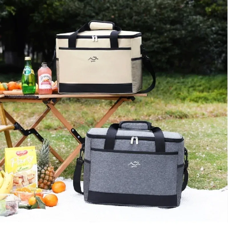 Sac isotherme carré de grande capacité, sac-repas minimaliste, sac bandoulière isotherme pour garder la fraîcheur, sac pique-nique pour usage extérieur 1