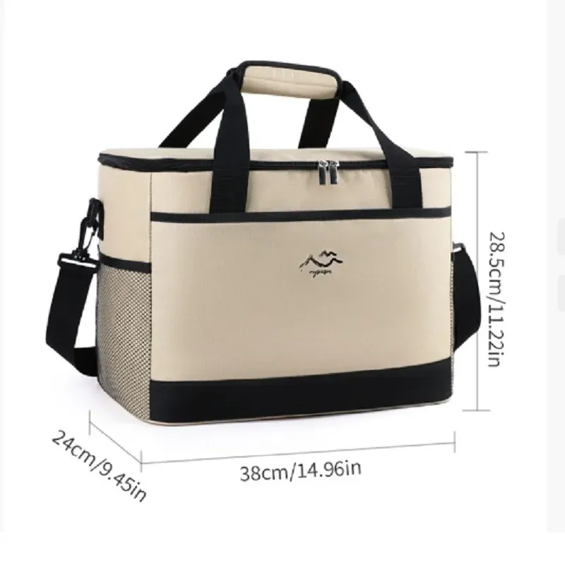 Sac isotherme carré de grande capacité, sac-repas minimaliste, sac bandoulière isotherme pour garder la fraîcheur, sac pique-nique pour usage extérieur 5