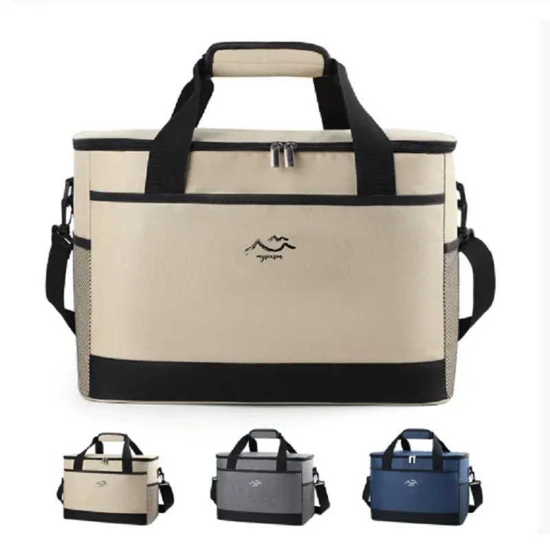 Sac isotherme carré de grande capacité, sac-repas minimaliste, sac bandoulière isotherme pour garder la fraîcheur, sac pique-nique pour usage extérieur 4