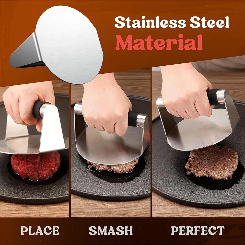 Presse à hamburger en acier inoxydable antiadhésive, moule à steak haché pour plaque chauffante, presse à jambon avec poignée anti-brûlure, 5,5 po 5