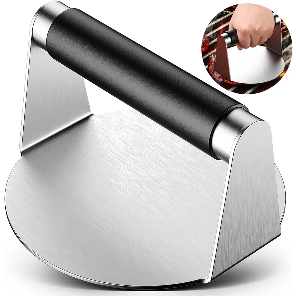 Presse à hamburger en acier inoxydable antiadhésive, moule à steak haché pour plaque chauffante, presse à jambon avec poignée anti-brûlure, 5,5 po 7