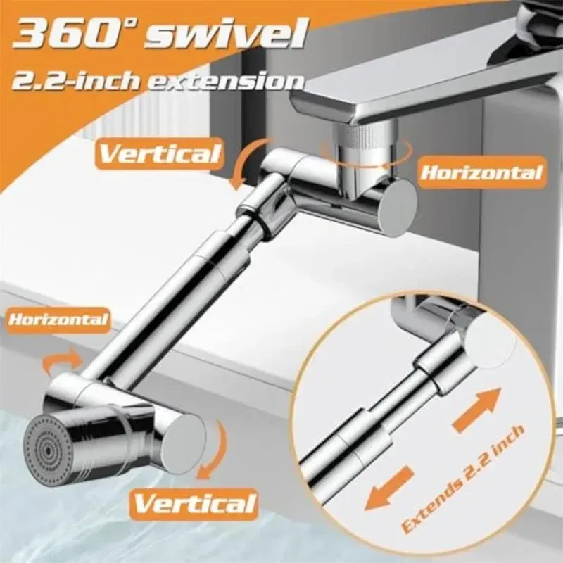 Aérateur de robinet extensible en métal pour cuisine et salle de bain, anti-éclaboussures, à effet bulle et économiseur d'eau