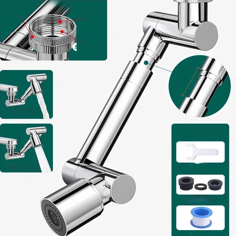 Aérateur de robinet extensible en métal pour cuisine et salle de bain, anti-éclaboussures, à effet bulle et économiseur d'eau 7