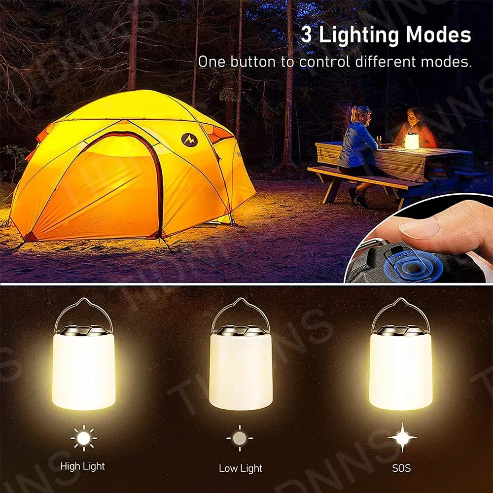 Lanterne LED rechargeable pour camping, lampe à batterie avec lampe de poche intégrée 2