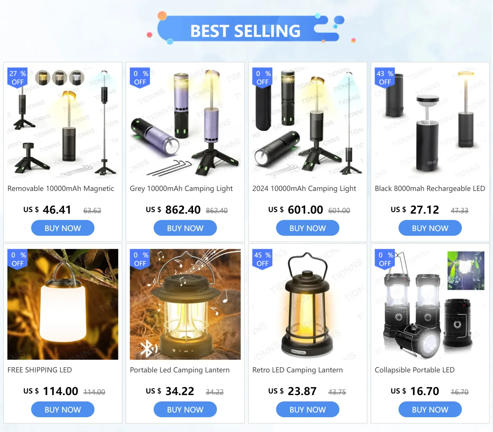 Lanterne LED rechargeable pour camping
