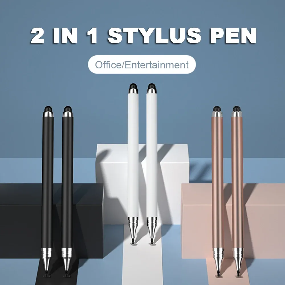Stylet universel 2 en 1 pour tablette et smartphone Android et iOS, compatible iPad, stylet capacitif pour écran tactile, lot de 2 2
