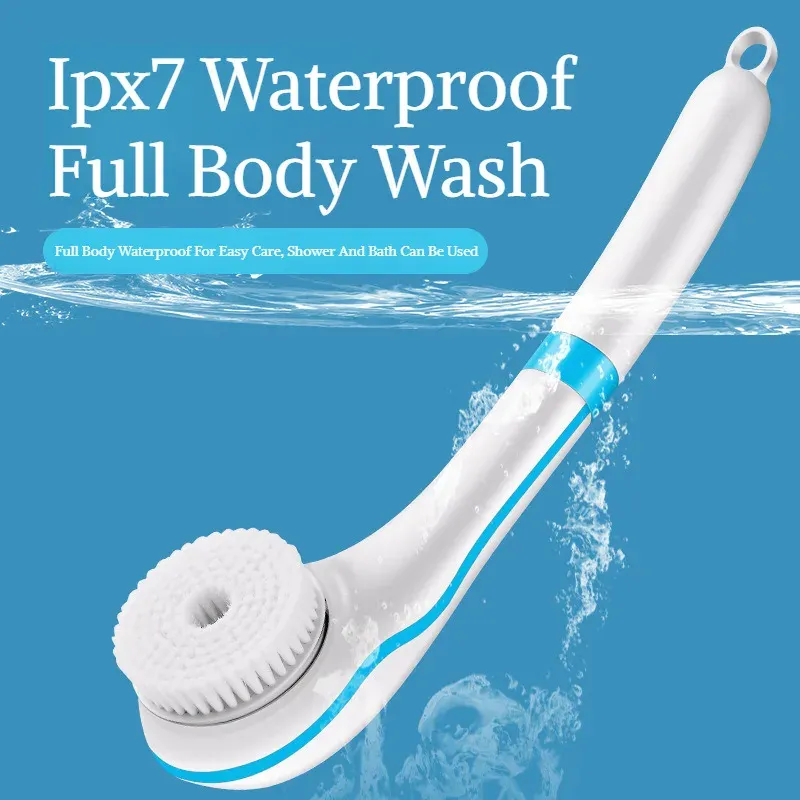 Brosse de bain électrique 5 en 1 à manche long, nettoyage en profondeur et massage, étanche 4