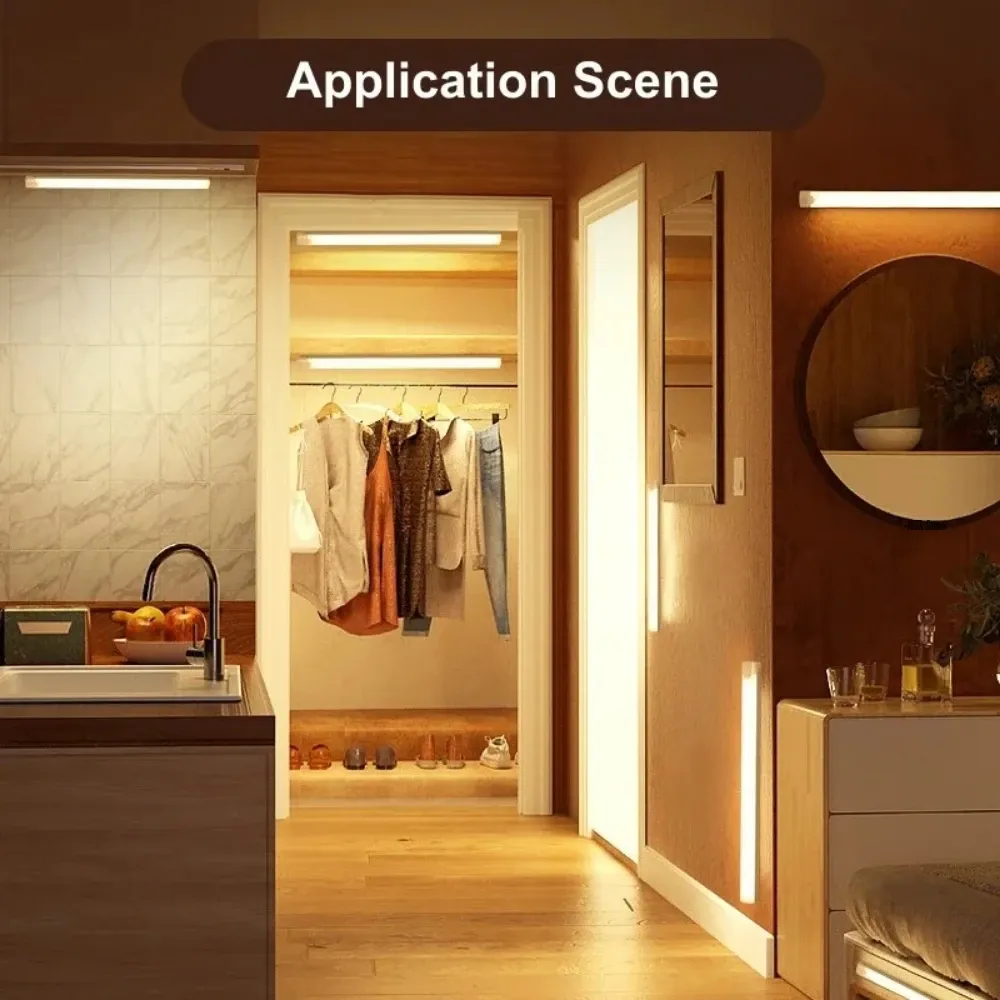 LED à détection de mouvement sans fil, rechargeable par USB, veilleuse pour armoire de cuisine et rangement 5