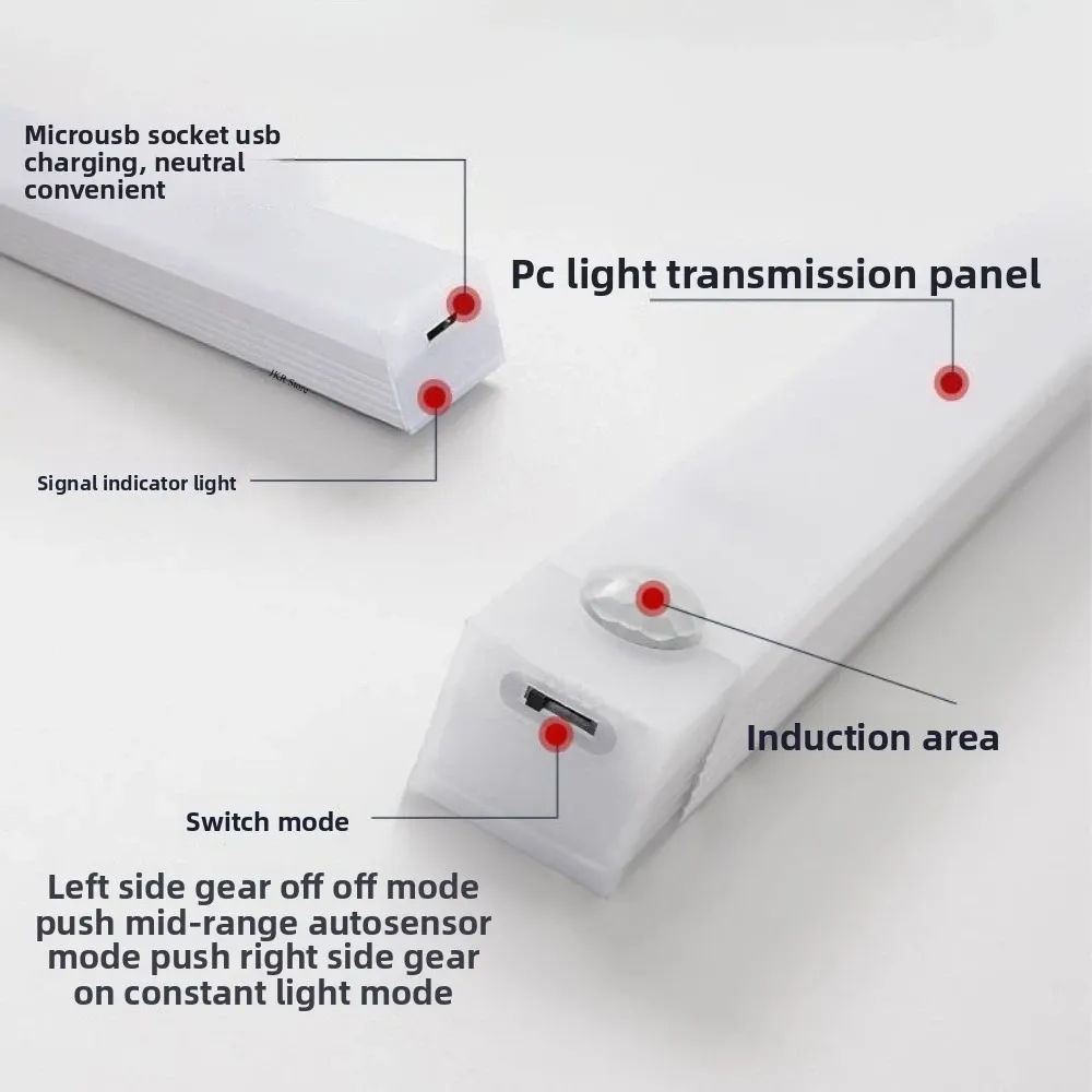 LED à détection de mouvement sans fil, rechargeable par USB, veilleuse pour armoire de cuisine et rangement 6
