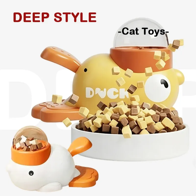 Jouet interactif 2-en-1 pour chien : distributeur de friandises et mangeoire à alimentation lente, design canard 2