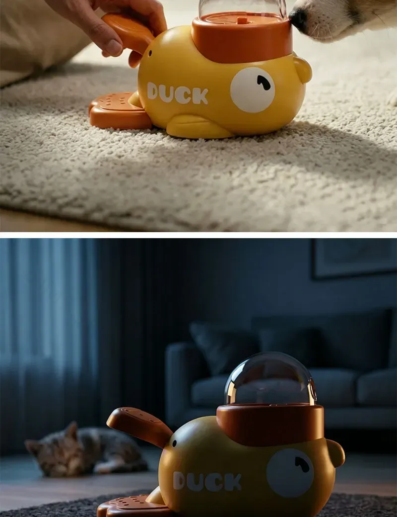 Jouet interactif canard pour animaux, utilisation au quotidien