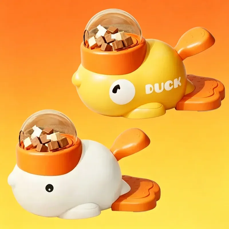 Jouet interactif 2-en-1 pour chien : distributeur de friandises et mangeoire à alimentation lente, design canard 9