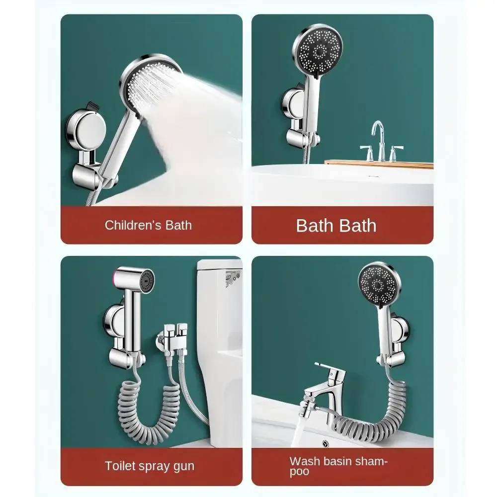 Support de pommeau de douche universel, 1 pièce, réglable, fixation adhésive forte, en ABS, montage mural, base étanche 4