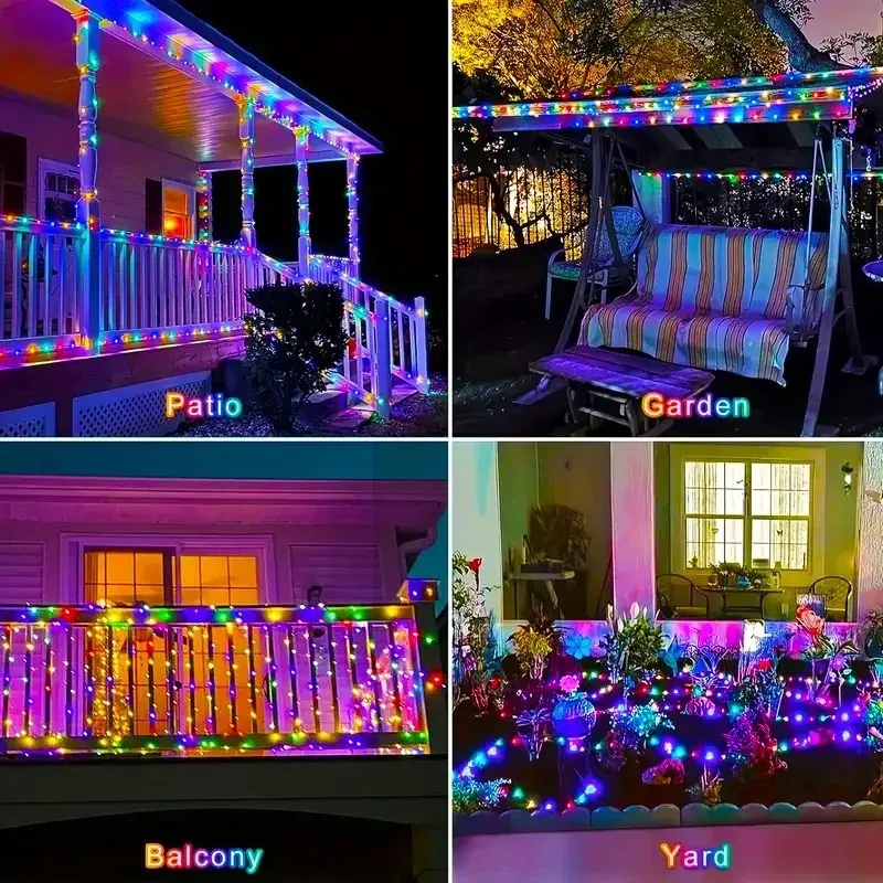 DegradLights - Guirlande lumineuse solaire étanche pour jardin et arbres, 8 modes d'éclairage 4