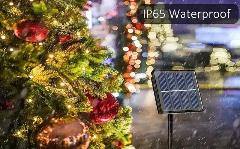 Guirlande lumineuse solaire sur une terrasse