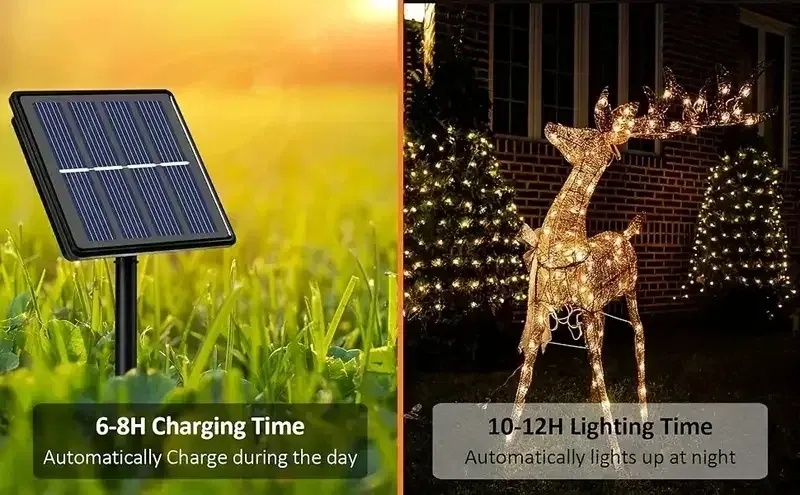 Guirlande lumineuse solaire installée dans un arbre