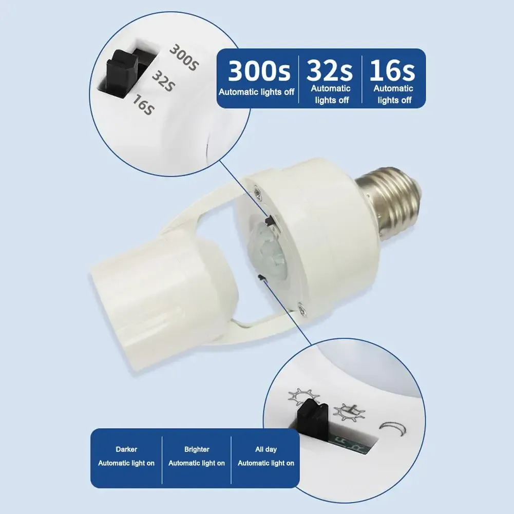Adaptateur de douille E26 avec détecteur de mouvement et capteur crépusculaire pour sous-sol, garage et local de stockage 6