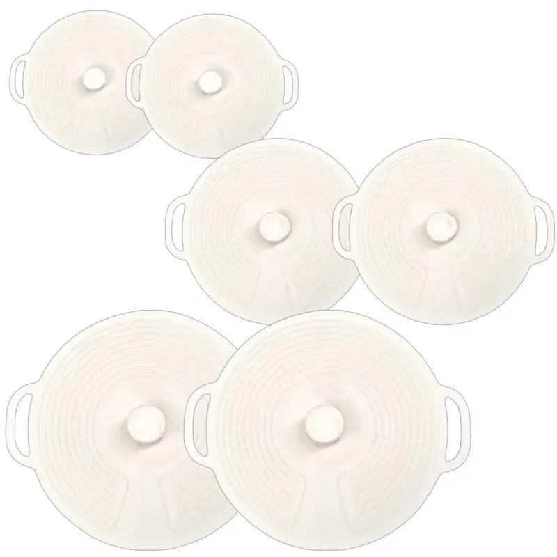 Lot de 3 ou 6 couvercles en silicone à double poignée, résistants à la chaleur, anti-éclaboussures et réutilisables, compatibles micro-ondes, pour bols, assiettes et casseroles 7