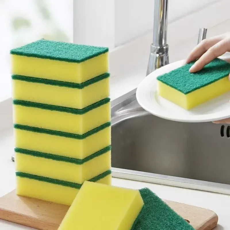 Éponge à vaisselle de cuisine, lot de 10/5/1 pièces, douce et absorbante, pour nettoyer les casseroles, tampon à récurer contre la rouille, kit de brosses de nettoyage ménager 3