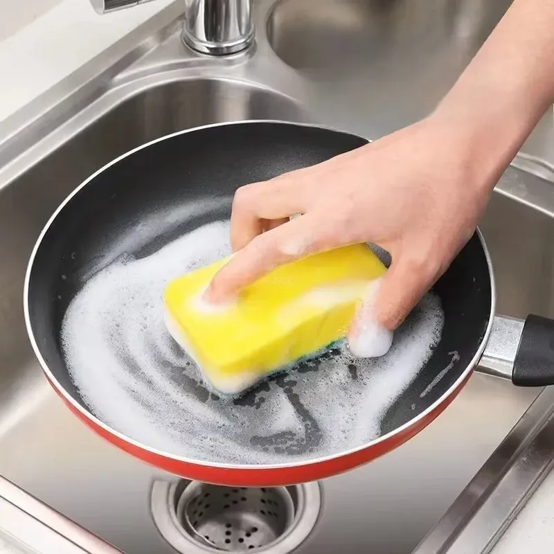 Éponge à vaisselle de cuisine, lot de 10/5/1 pièces, douce et absorbante, pour nettoyer les casseroles, tampon à récurer contre la rouille, kit de brosses de nettoyage ménager 4