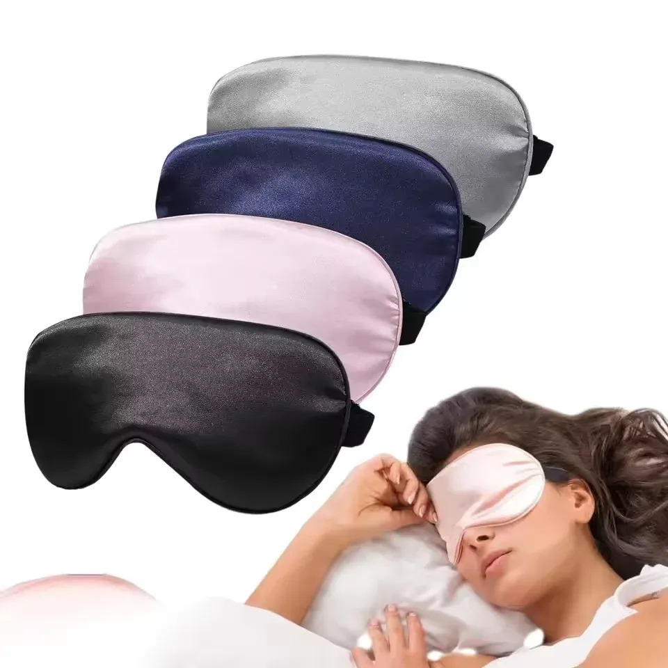 Masque de sommeil en soie douce, couvre-yeux ajustable à occultation totale, sans pression sur les yeux 1