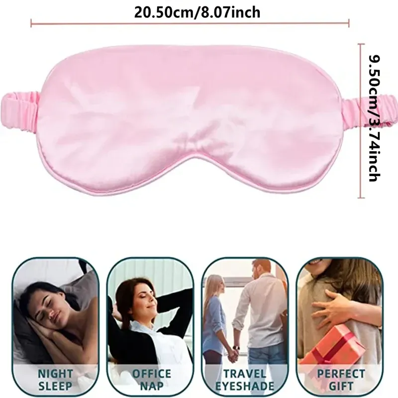 Masque de sommeil en soie douce, couvre-yeux ajustable à occultation totale, sans pression sur les yeux 6