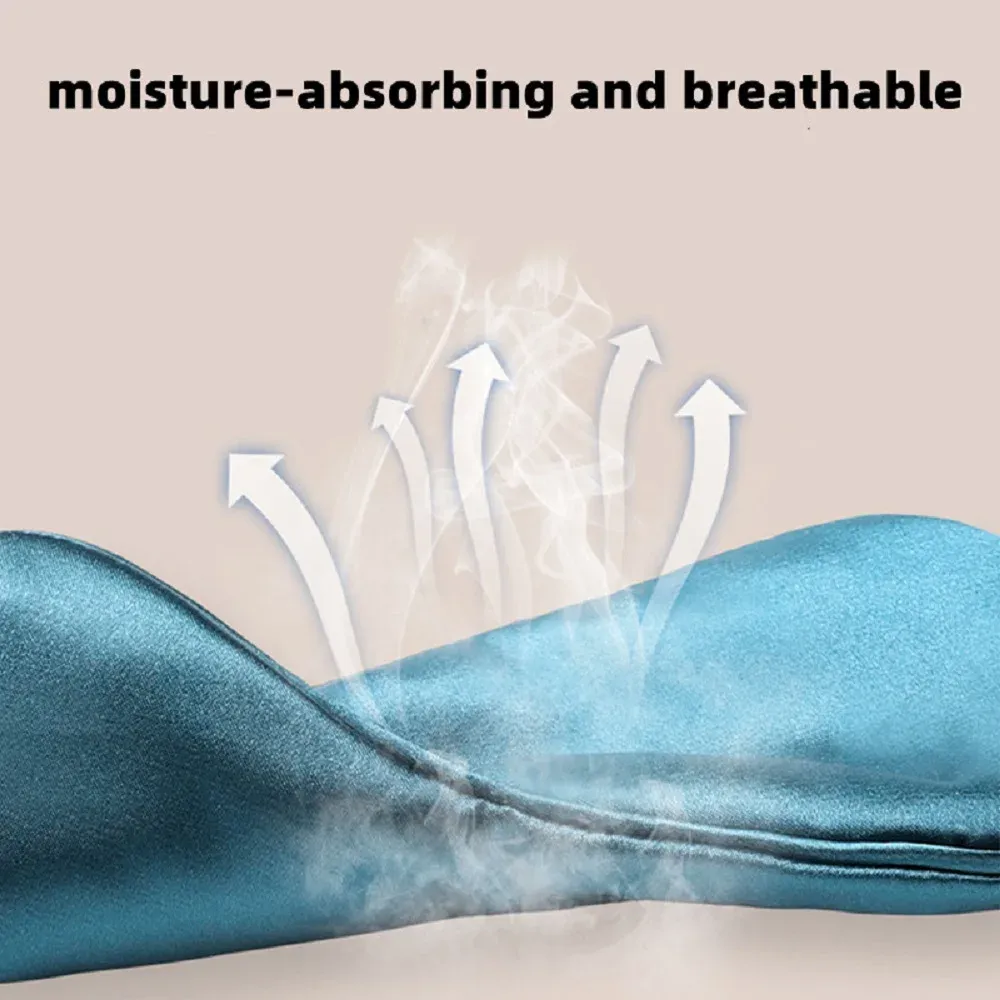 Masque de sommeil en soie, détail des finitions
