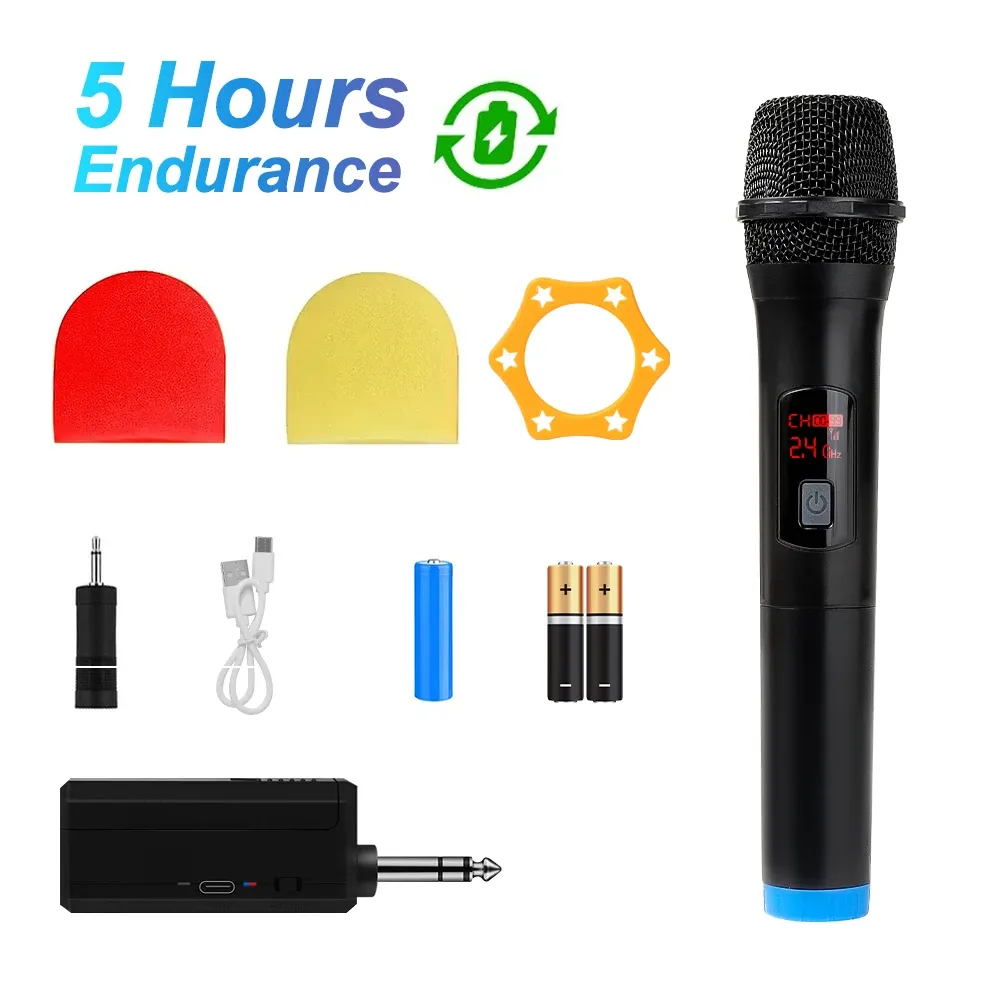 Microphone sans fil VHF double canal à fréquence fixe, portable, usage professionnel 7