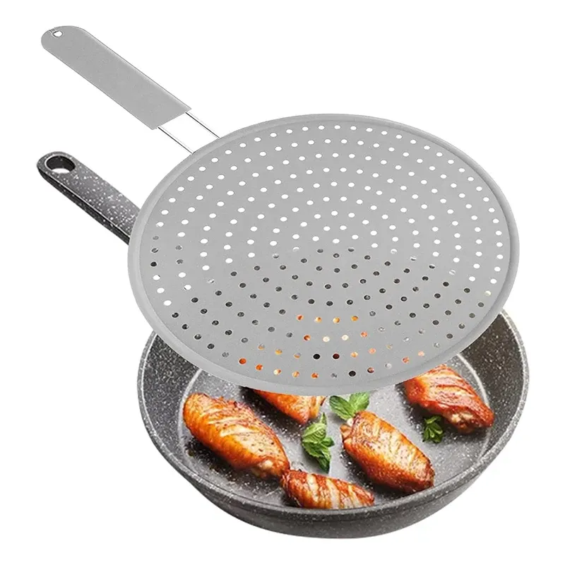 Écran anti-éclaboussures en silicone avec poignée pour cuisine